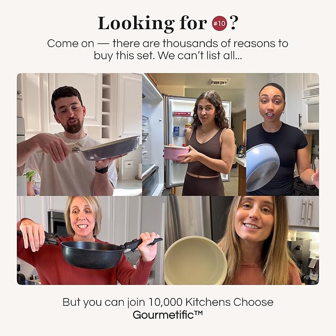 GOURMETIFIC® Pots and Pans Cookware Set [11 PIECES] - Non Toxic Ceramic Coated Cooking Ware - Induction, Gas & Oven Kitchenware - Non Stick Pot & Pan with Removable Handles & Stackable (Black)