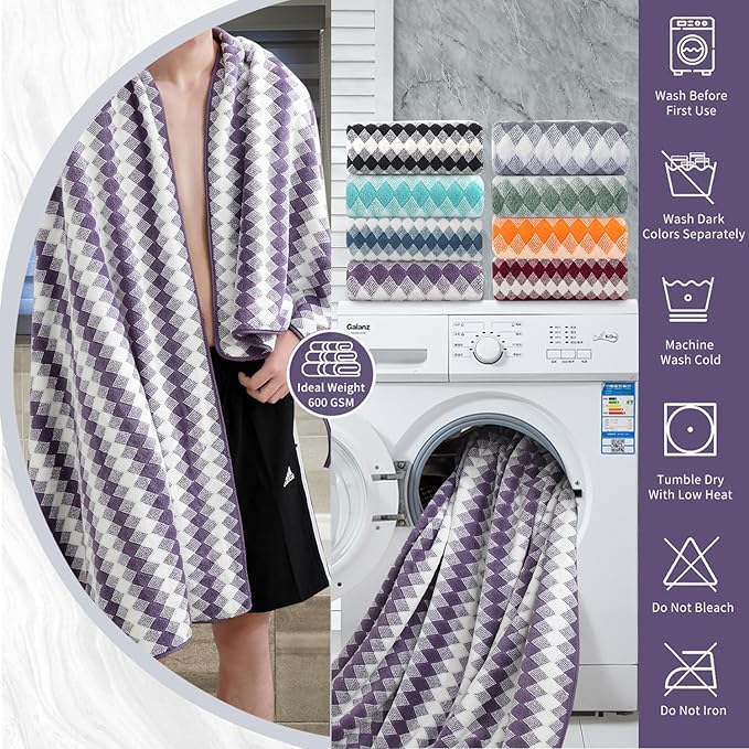 4 Piece Extra Large Bath Towel Set Oversized Bath Sheet 35"x70" Bathroom Towel Set Soft Highly Absorbent & Quick Dry Premium Bath Towel for Bathroom 600GSM Shower Towel Spa Gym Hotel,Plum