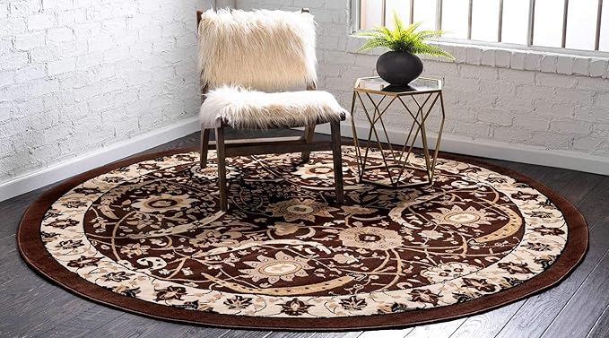 Unique Loom Espahan Collection Area Rug - Cape Cod (7' 10" Round, Brown/ Beige)