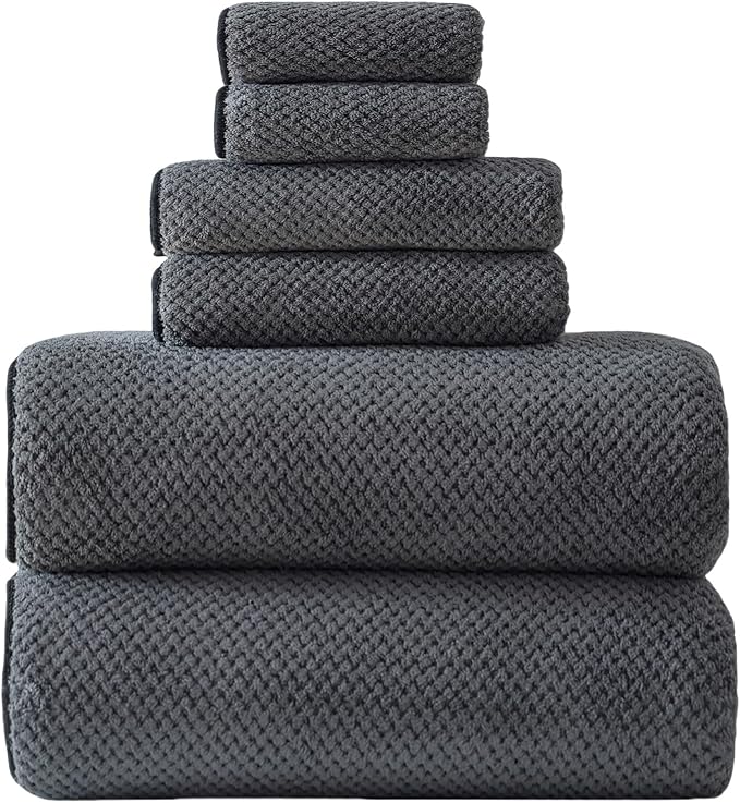 40x80 Inches Bath Sheets Towels for Adults Oversized Bath Towels Extra Large Luxury Super Soft Absorbent Quick Dry Microfiber (Charoal Grey,6PCS)