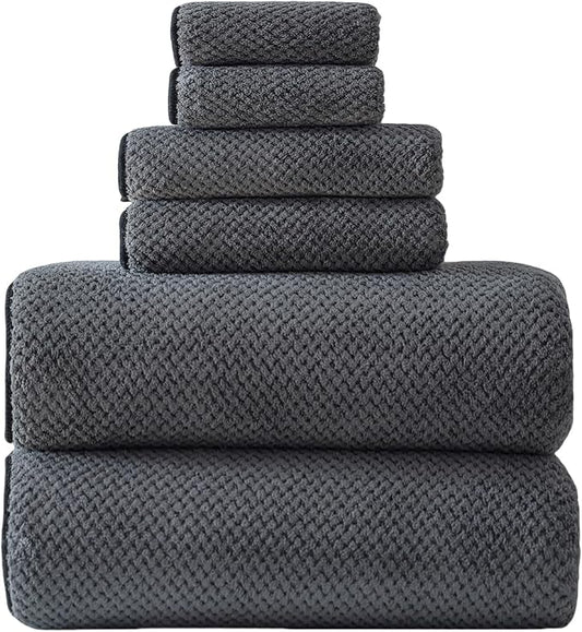 40x80 Inches Bath Sheets Towels for Adults Oversized Bath Towels Extra Large Luxury Super Soft Absorbent Quick Dry Microfiber (Charoal Grey,6PCS)