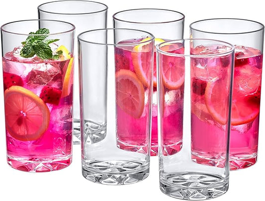 Amazing Abby - Liberty - 16-Ounce Plastic Tumblers (Set of 6), Drinking Glasses, Reusable Cups, BPA-Free, Shatter-Proof, Dishwasher-Safe (Made of Plastic, NOT Glass)