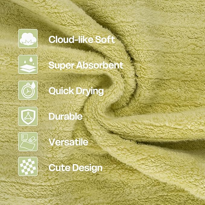 Vie Triomphe Facial Towels Washcloth (Green+Pink+Purple+Yellow) Luxury Hand Towels for Bathroom,100% Cotton Quick Dry Absorbent Soft Hand Towel Set 13.38 * 31.49 Inch Wash Clothes;