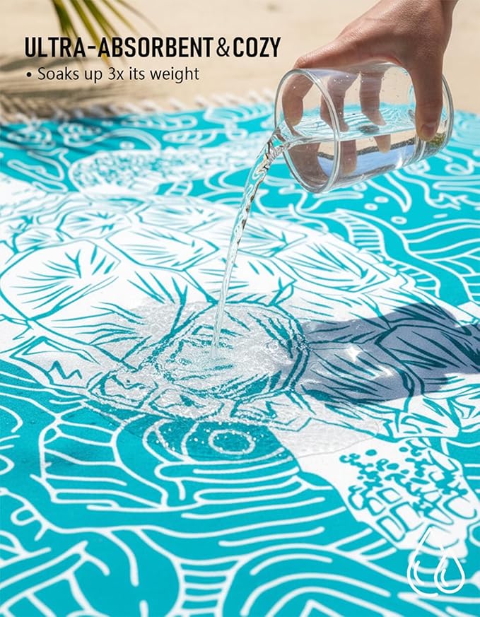 Oversized Turkish Beach Towel Blanket Cotton Giant XL Sandproof Towels Huge Linen XXL Extra Large Big Throw Quilt Blankets for Adults Cloud Travel Camping Glamping Accessories Essentials Turtle