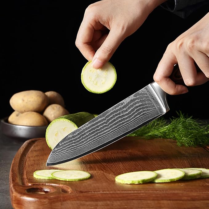 Wakoli EDIB 2-Piece Damascus Kitchen Knife Set – Santoku & Small Santoku with VG10 Core made of 67-Layer Damascus Steel Blades – Professional Chef Knives with Ergonomic Pakkawood Handles in Gift Box