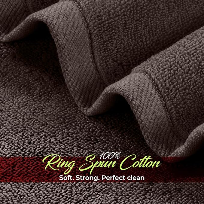 RIVERSIDE 12 Pack Washcloths - 12x12 Inches, 400 GSM, 100% Ring-Spun Cotton - Soft, Absorbent & Durable Face and Body Towels - for Bathroom, Spa, Gym, Makeup Removal & Everyday Use - Brown