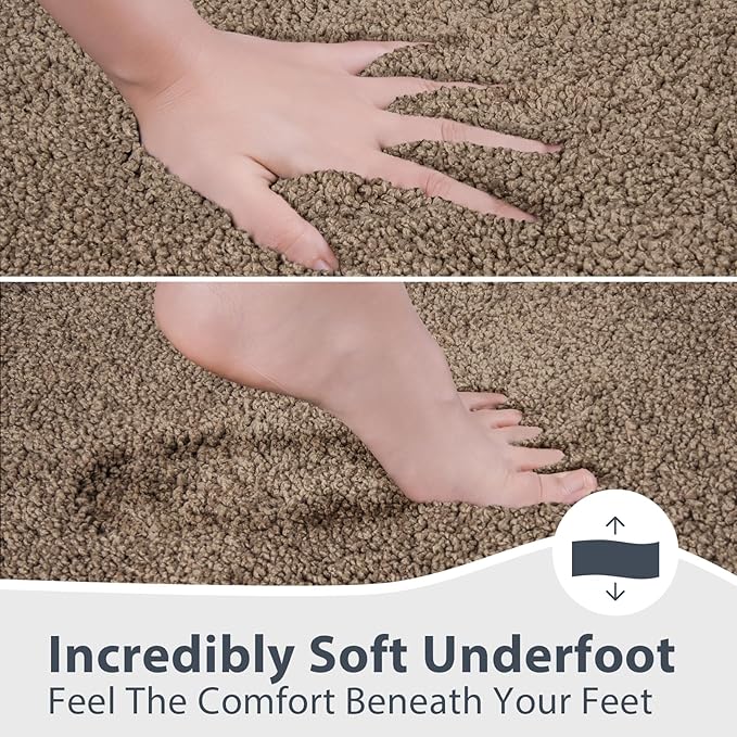 Bathroom Rugs 24" x 36", Non-Slip Extra Soft Absorbent Bath Rugs, Machine Washable Quick Dry Bath Mats for Bathroom Floor, Shower, Bathtub and Sink, Grayish Brown & Coffee