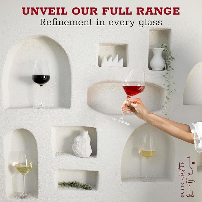 Gusto Nostro Crystal Wine Glasses Set of 2, 22 Oz Long Stem Modern Wine Glasses for White and Red Wine, Dishwasher Safe, Fancy, Elegant, Large and Tall Wine Glass for Wedding Christmas Anniversary