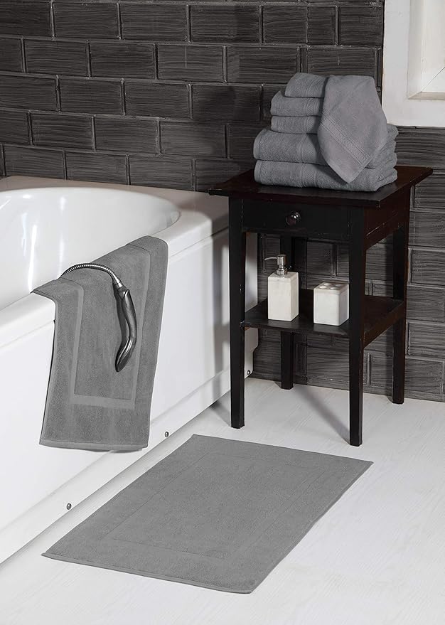 HILLFAIR Premium 600 GSM - 6 Piece Towel Set- 2 Bath, 2 Hand & 2 Washcloth - Grey Cotton Bath Towels - Machine Washable, Hotel Quality,Super Soft & Highly Absorbent Cotton Towels