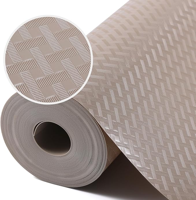 Shelf Liners for Kitchen Cabinets Refrigerator Liners Waterproof & Oil-Proof Kitchen Cupboard Liner Drawer Mats EVA Material Non Adhesive Fridge Liner for Shelves Beige 11.8 x 59 Inches