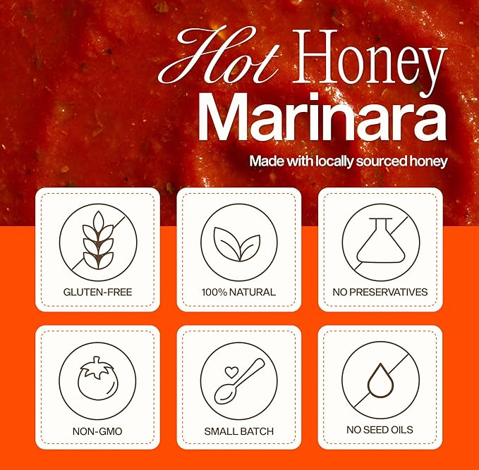 Sauz | Hot Honey Marinara Pasta Sauce, 25 Oz Jar (2-Pack), Sweet & Spicy Tomato Sauce, Gluten-Free, Non-GMO, Multi-Use, Clean Ingredients – Small Batch Tomato Sauce