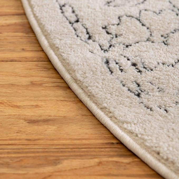 Unique Loom Isabella Collection Area Rug - Adjani (7' 10" Round, White/ Blue)