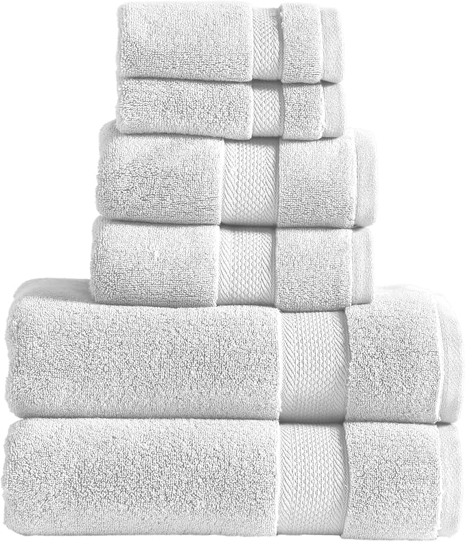 Modern Threads Luxury 6-Piece Quick-Dry Towel Set – Plush & Ultra-Absorbent for Spa-Like Experience, White