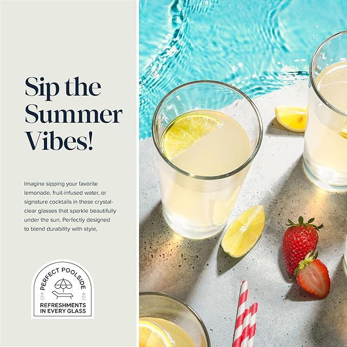 Glaver's Beer Pint Glasses Set of 6, Highball Glass 17 oz Tall Drinking Glasses Everyday Stackable Water Glass Cups Home Bar Cocktail Glassware