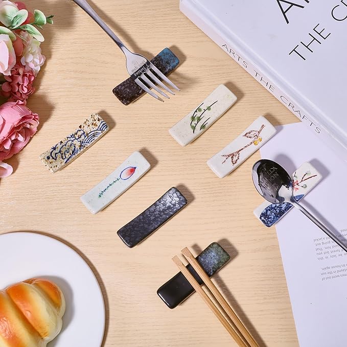 8Pcs Japanese Chopstick Rest Ceramic Chopstick Holder for Dinner Spoons Forks Paint Brushes Table Decoration