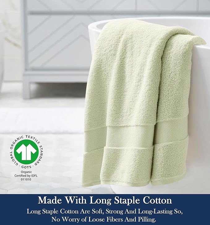 Delara Organic Cotton Luxuriously Plush Bath Towel Pack of 4 | GOTS & OEKO-TEX Certified | Premium Hotel Quality Towels | Feather Touch Technology|650 GSM Long Staple|Soft, Quick Dry & Ultra-Absorbent