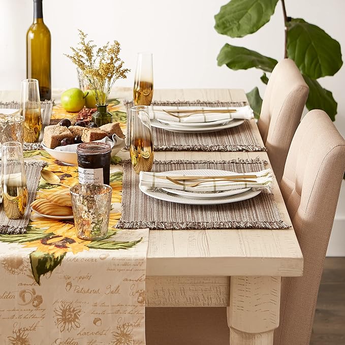 DII Variegated Tabletop Collection, Placemat Set, 13x19, Mushroom, 6 Piece