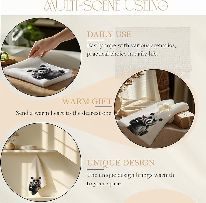 Funny Bear Wine Kitchen Towels, Black Bear Gifts Dish Tea Towels for Kitchen Decor, Bar Towel for Bartender Kitchen, Wine Lover Gift, 16x24 Inch