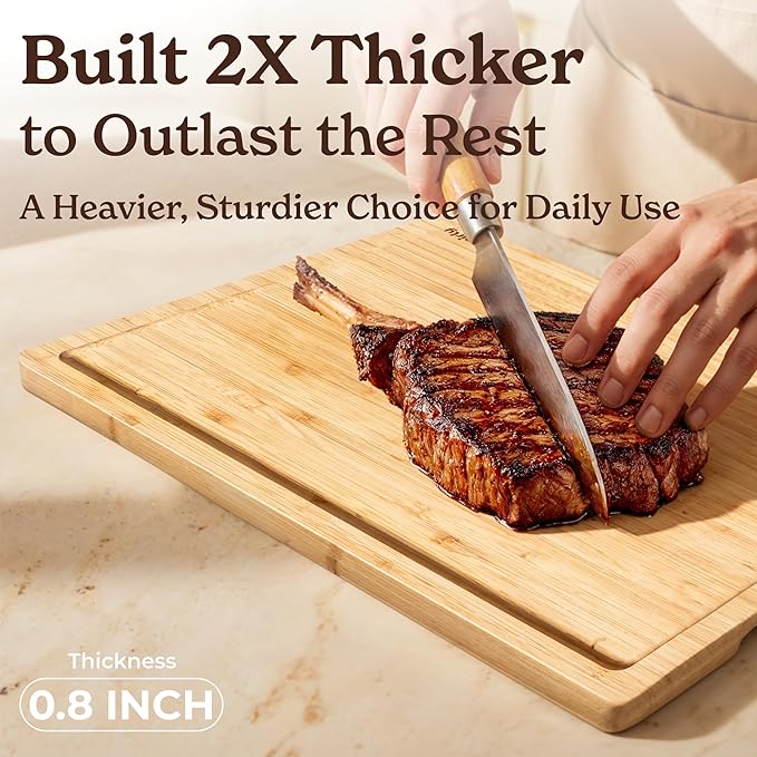 SMIRLY Wooden Cutting Boards For Kitchen Meal Prep & Serving - Bamboo Cutting Board Set with Holder, Charcuterie & Chopping Board, Wood Cutting Board Set, Kitchen Gadgets