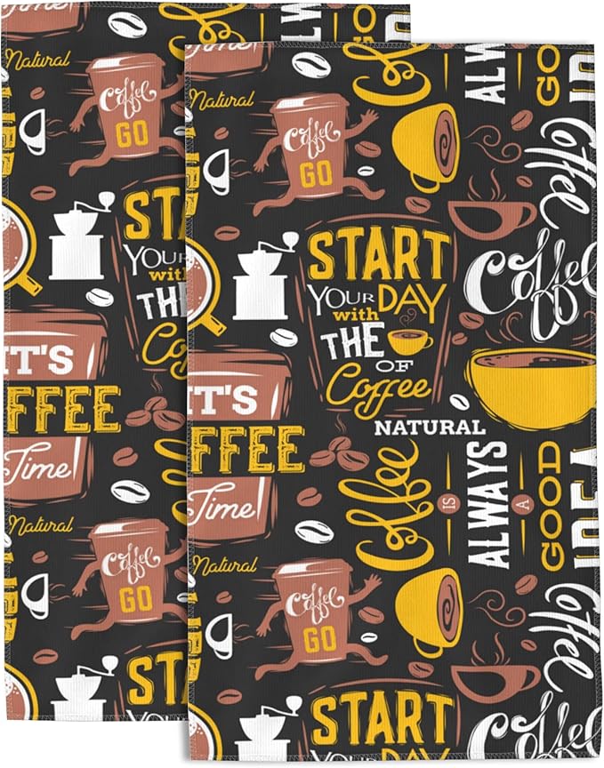 Hand Towels Set of 2 Coffe Towels for Bathroom Soft Absorbent Decorative Hand Bath Towels Dish Towels for Kitchen Sports Gym Yoga Home Decor 14 x 28 in