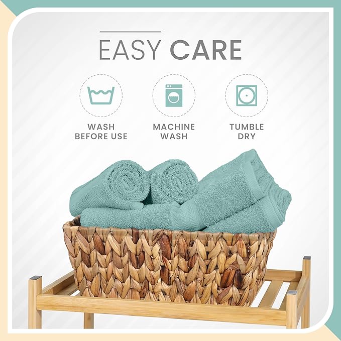 Martex 6-Piece Luxury 100% Cotton Towel Set | Quick Dry | Super Absorbent | Super Soft 100% Ringspun Cotton Towels | 2 Bath Towels | 2 Hand Towels | 2 Wash Cloths | Light Blue