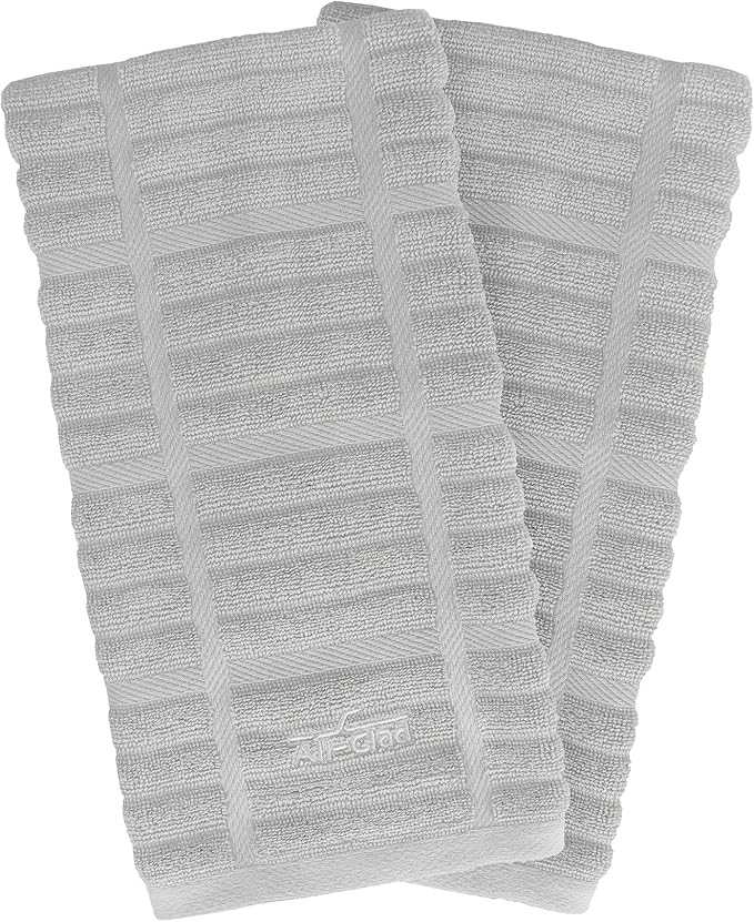 All-Clad Solid Kitchen Towels: Highly Absorbent, Super Soft Long Lasting - 100% Cotton, 17"x30" Tea Towels for Cleaning & Drying Dishes, Pans, Glassware, or Countertops, (2-Pack), Titanium Gray