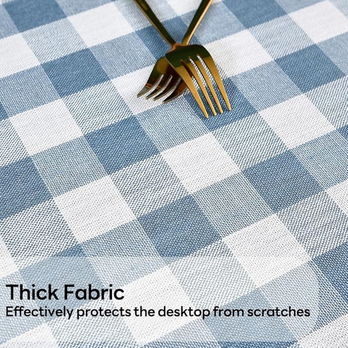 Gingham Tablecloth Rectangle Table Cloth Heavy Duty Cotton Checkered Table Cover for Spring Picnic Kitchen Dining(C-Sky Blue, 52x86 inch)