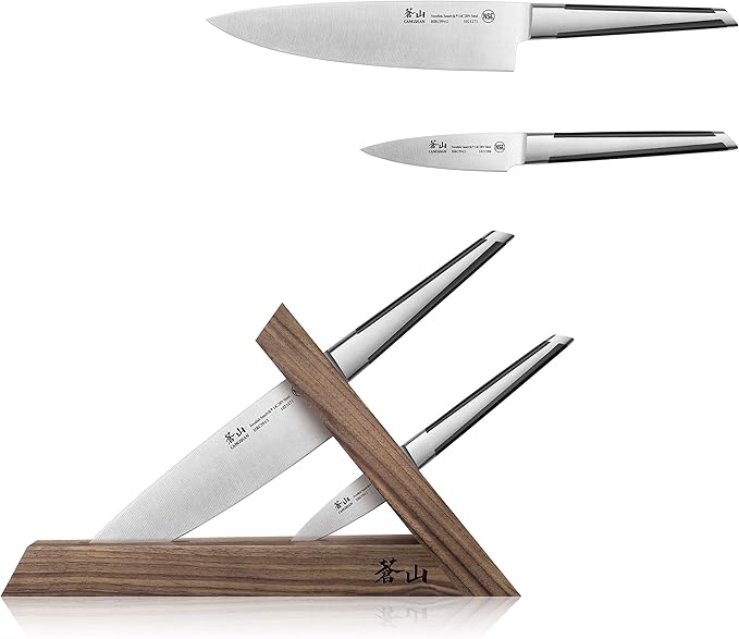 Cangshan TX Series 1021295 Swedish 14C28N Steel Forged 3-Piece TAI Knife Block Set, Walnut