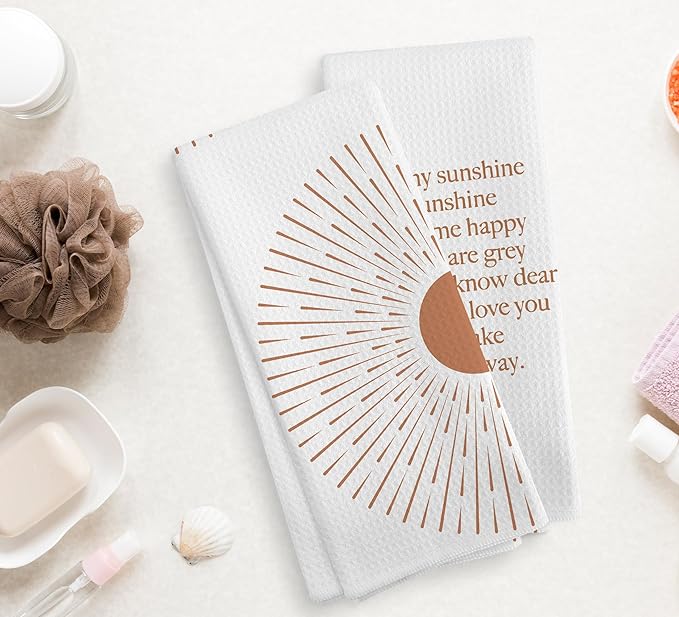 You are My Sunshine Boho Sun Sunray Sunshine Kitchen Towels and Dishcloths Sets of 2,Boho Absorbent Drying Cloth Hand Towels Tea Towels for Bathroom Kitchen,Boho Gifts for Women Girls,16×24 inches