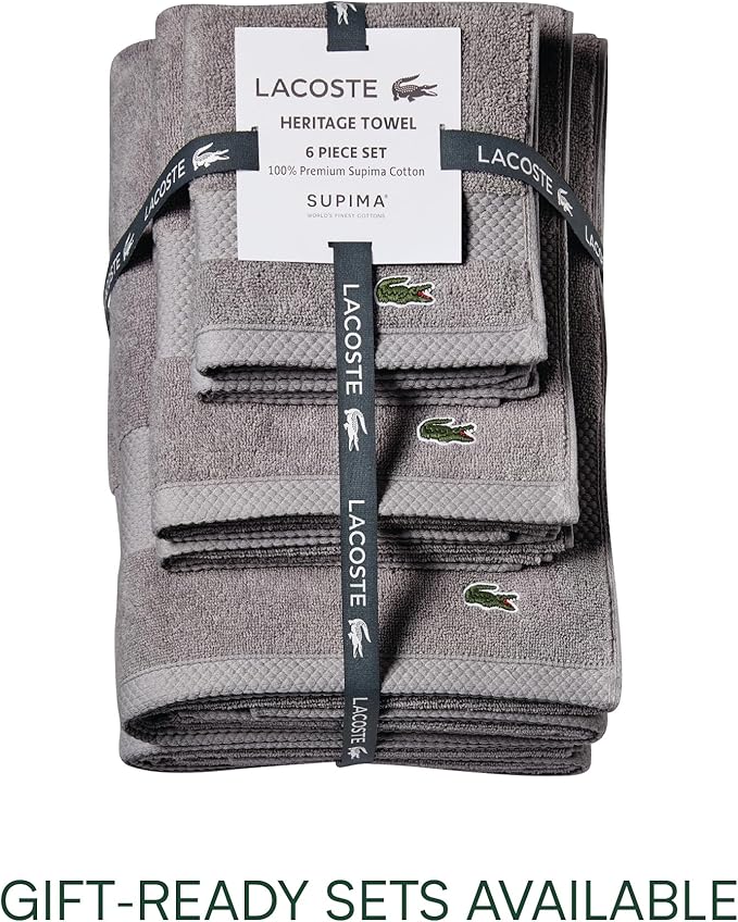 Lacoste Heritage 100% Supima Cotton Tub Mat, Meteorite, 21" x 31" – Highly Absorbent & Quick Drying, Premium Super Soft Bath Towel, Bathroom Essential, Gift for All Occasions, Machine Washable