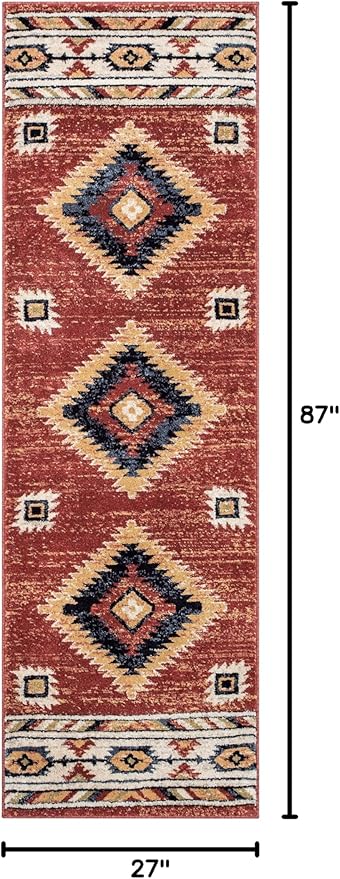 Well Woven Tulsa Lea Crimson Traditional Southwestern Tribal 2x7 (2'3" x 7'3") Runner Rug