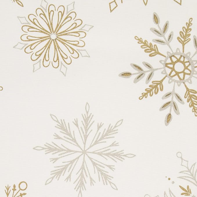 DII Holiday Dining Table Linen Sparkle Metallic Kitchen Décor, Table Runner, 14x72, Snowflakes Print
