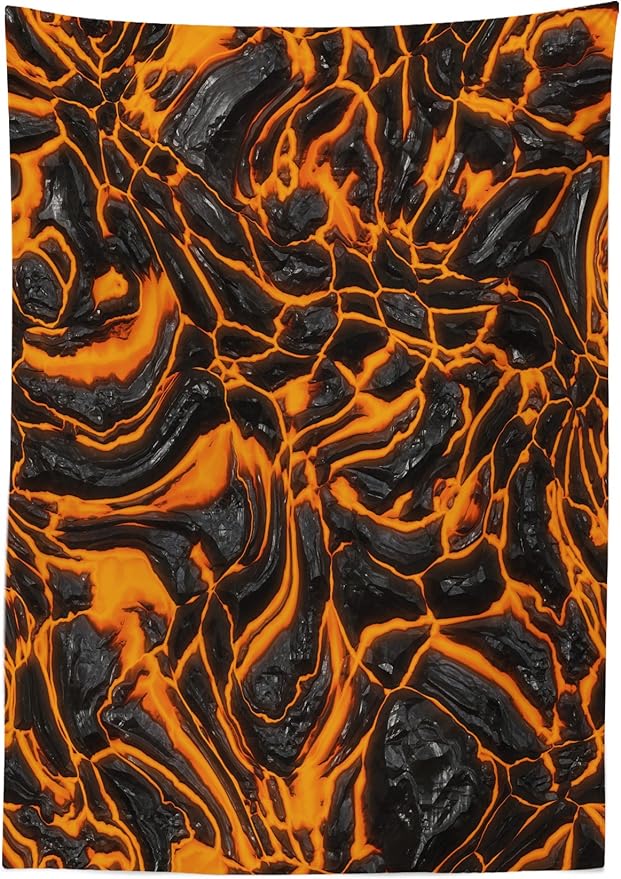 Ambesonne Volcano Tablecloth, Vibrant Lava Flow Texture Image Combustion Dangerous Molten Magma, Rectangular Table Cover for Dining Room Kitchen Decor, 60" X 90", Charcoal Grey
