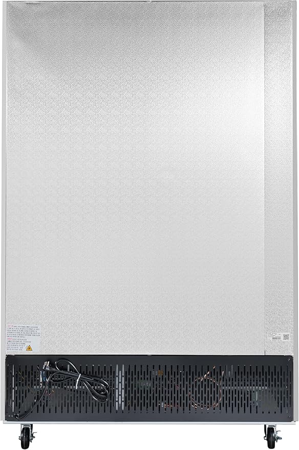 KoolMore Commercial Stainless-Steel Upright Freezer with Reach-In Self-Close Glass Doors, 6 Storage Shelves, Heavy-Duty Caster Wheels, Frost-Free Temperature Control - 47 Cu.Ft [Silver] (RIF-2D-GD)
