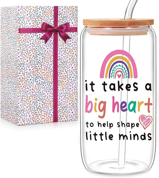 Gifts for Teachers,Teacher Appreciation Gifts Thank You Teacher Gifts Christmas & Birthday Teacher Gift Ideas Valentines Gifts for Teacher, Back To School Gifts 16 Oz Coffee Glass