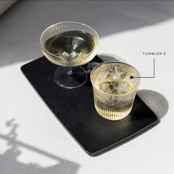 Serax Small Drinking Glasses Drinking Set of 4 | Inku Glassware by Sergio Herman | Clear Glass Tumbler Cups without Lids | Home Essentials, Cocktail Glasses | Drinks, Beer, Juice, Water