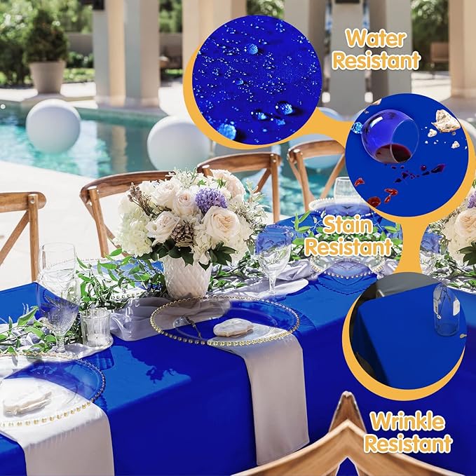 BRILLMAX 8 Pack Royal Blue Tablecloths 70 x 120 Inch for 6ft or 8ft Rectangle Tables - Rectangular Bulk Linen Polyester Fabric Washable Cloth Cover for Wedding Reception Banquet Birthday Party