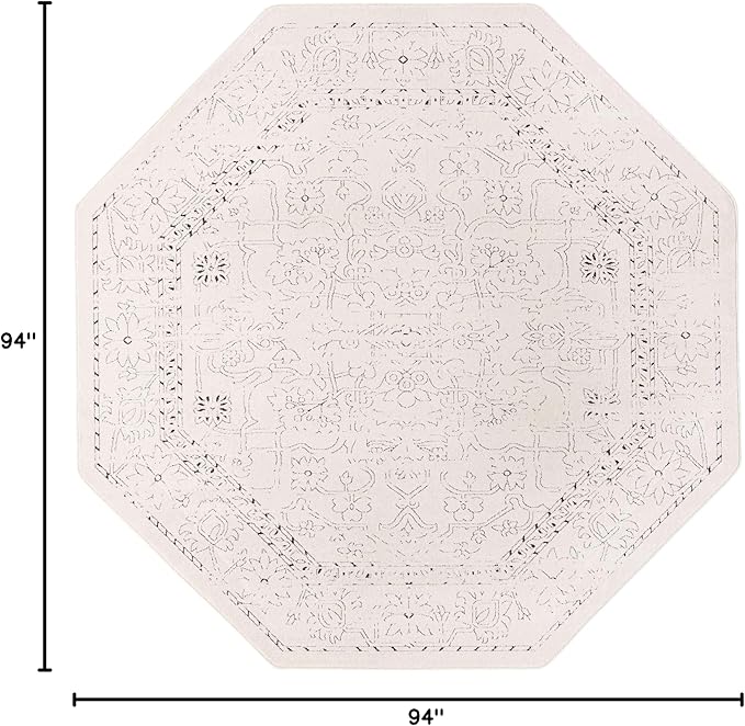 Unique Loom Isabella Collection Area Rug - Adjani (7' 10" Octagon, White/ Blue)
