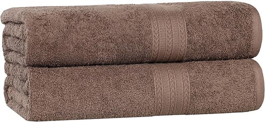 Superior Eco-Friendly Cotton 2-Piece Bath Sheet Set, Oversized Towels for Adults and Kids, Body Towels for Shower, Bath, Quick Dry, Resort, Bathroom Basics, Home, Apartment Essentials, Coffee