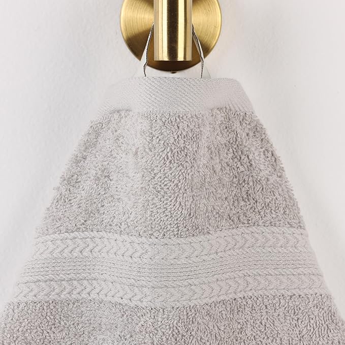 Superior Eco-Friendly Cotton 6-Piece Hand Towel Set, Small Towels for Spa, Resort, Hotel, Guest Bath, Kitchen, Quick Dry, Soft, Bathroom Accessories, Home and Apartment Essentials, Silver