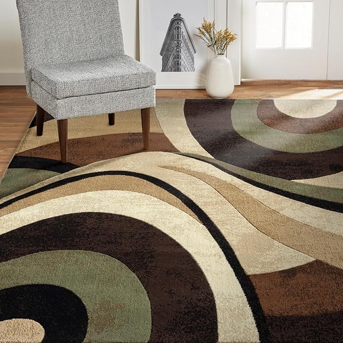 Home Dynamix Tribeca Slade Contemporary Abstract Area Rug, Brown/Green, 5'2"x7'2"