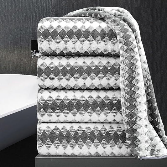 4 Piece Bath Towel Set Oversized Bath Sheet 35"x70" Bathroom Towel Extra Large Towel Set Soft Highly Absorbent & Quick Dry Premium Bath Sheet for Bathroom 600GSM Shower Towel Spa Gym Hotel,Dark Grey