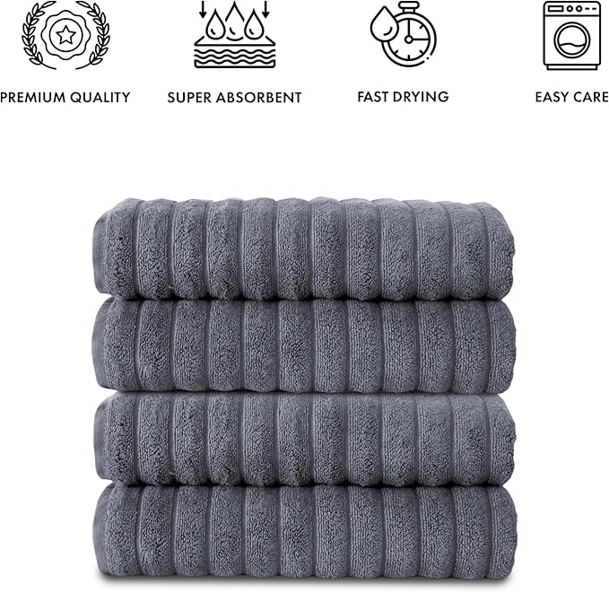 Classic Turkish Towels CTT Premium 4 Pack Bath Towels Set, Made with 100% Turkish Cotton, Spa & Hotel, Quick Drying Towels, Absorbent & Comfy | 27"x54" (Grey)