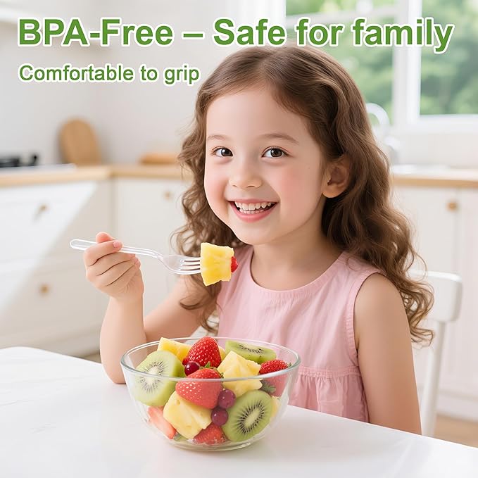 Pleafind 360 Count Disposable Plastic Forks - 7 Inch Heavy Duty, Food Grade Forks Disposable, BPA-Free Plastic Silverware for Parties, Picnics Catering and Everyday Use