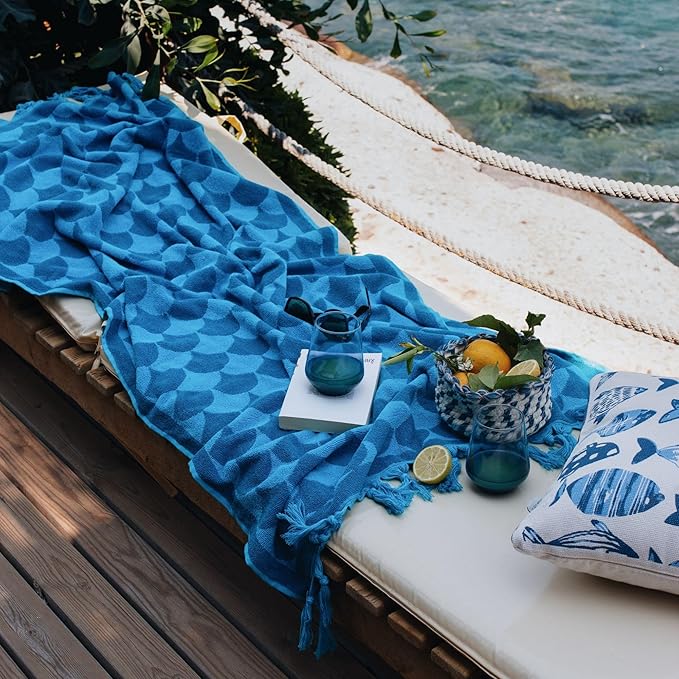 sea me at home 100% Turkish Cotton Bath, Beach, and Pool Towel with Unique Design - 31x62 Inches (Ocean Breeze)