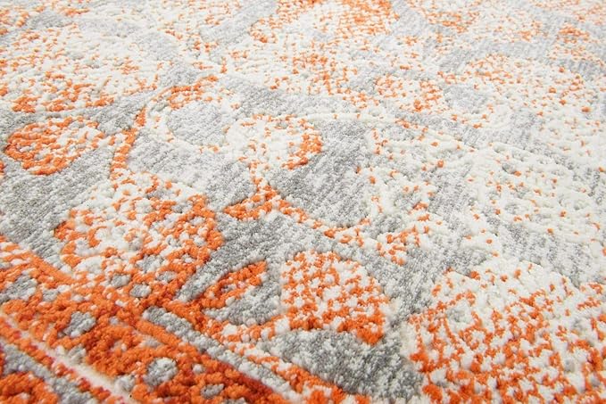 Unique Loom Traditional Classic Intricate Design Distressed Vintage Detail, Area Rug, 4' 0" x 4' 0", Terracotta/Gray