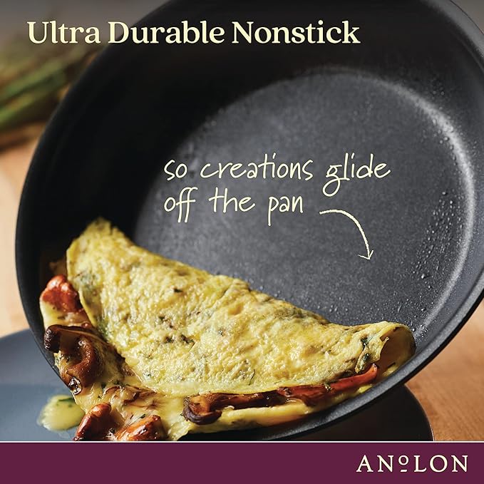 Anolon 87538 Smart Stack Hard Anodized Nonstick Frying Pan / Fry Pan / Hard Anodized Skillet - 12 Inch, Black