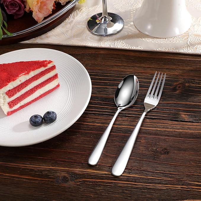 KEAWELL Premium Louise Forks, Set of 4, 18/10 Stainless Steel, Forks Silverware with Round Edge, Exceptional Mirror Finish, Dishwasher Safe (7.3" Salad Fork)