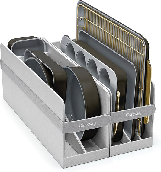 Caraway Nonstick Ceramic Bakeware Set (11 Pieces) - Baking Sheets, Assorted Baking Pans, Cooling Rack, & Storage - Aluminized Steel Body - Non Toxic, PTFE & PFOA Free - Black