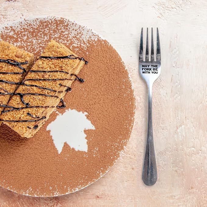 May The Fork Be With You, Funny Engraved Stainless Steel Dinner Dessert Fork with Gift Box